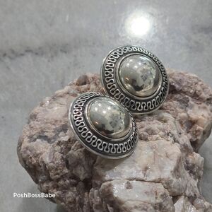 James Avery Sterling Silver 925 Dome Clip-On Earrings 1" Round Statement Studs